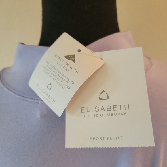 NWT ELISABETH Lavender Mock Neck Longsleeve Cotton/Lycra - Picture 3 of 7